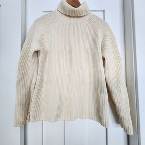 Land's End Cozy Cream Turtleneck Sweater.SizeS(6-8).100%Cotton.Very small stains